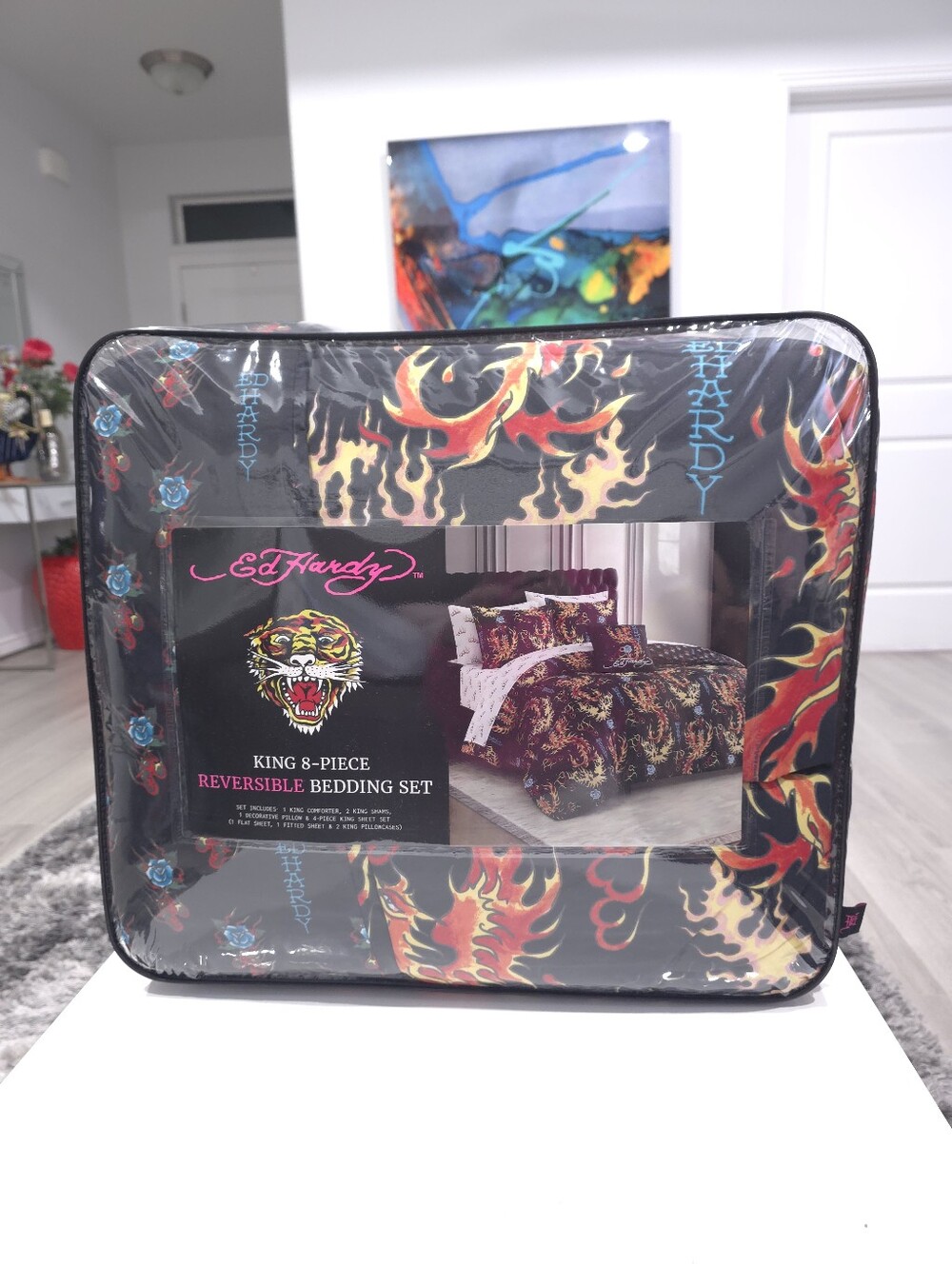 Ed Hardy KING 8 Piece Dragon Comforter Bedding Set New